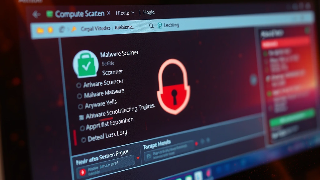 Antivirus software running a malware scan with a progress bar and threat detection results displayed